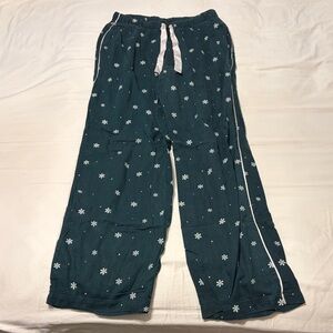 Victoria's Secret Teal Pajama Bottoms with Snowflakes
